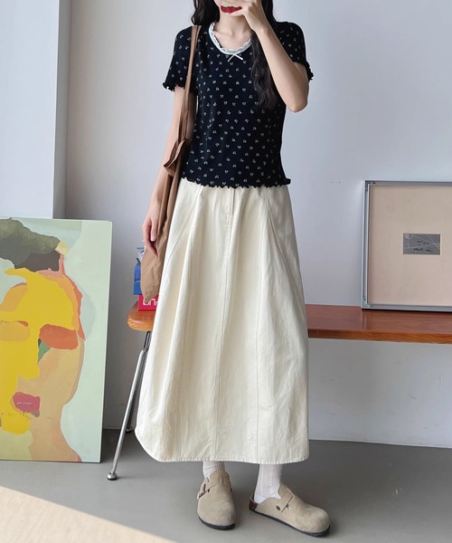 aimoha(アイモハ)の「リボンドット柄半袖トップス カットソー レース襟 (SS)(Tシャツ/カットソー・レディース・グレー/ブルー/ブラック/ベージュ・FREE)」の14枚目の写真