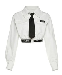 Lae（レイ）の「ネクタイ付きクロップドロゴシャツ（シャツ/ブラウス）」