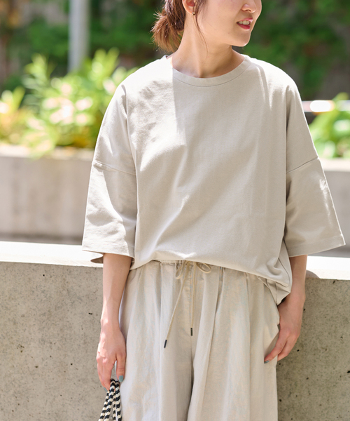 JOURNAL STANDARD relume（ジャーナルスタンダード　レリューム）の「《追加2》タックコクーンプルオーバー（Tシャツ/カットソー・レディース・ブラック系その他/ライトグレー/モスグリーン/ホワイト・FREE）」の3枚目の写真