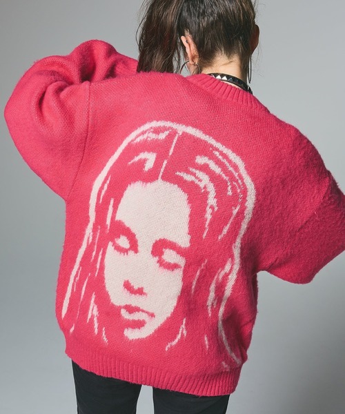 FACE JACQUARD KNIT CARDIGAN（カーディガン/ボレロ）｜X-girl