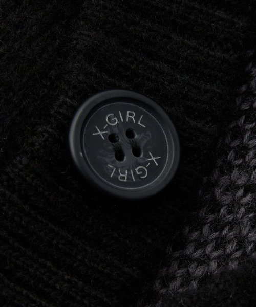 X-girl（エックスガール）の「FACE JACQUARD KNIT CARDIGAN（カーディガン/ボレロ・レディース・ブラック/ピンク/ブラウン・ONE SIZE）」の9枚目の写真