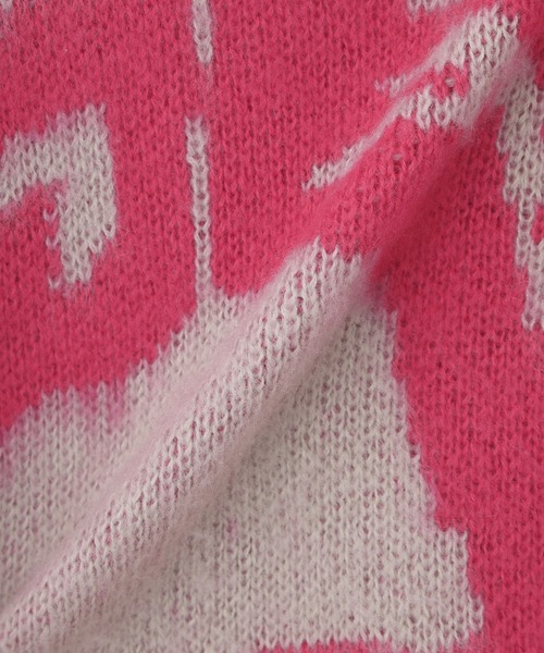 X-girl（エックスガール）の「FACE JACQUARD KNIT CARDIGAN（カーディガン/ボレロ・レディース・ブラック/ピンク/ブラウン・ONE SIZE）」の17枚目の写真