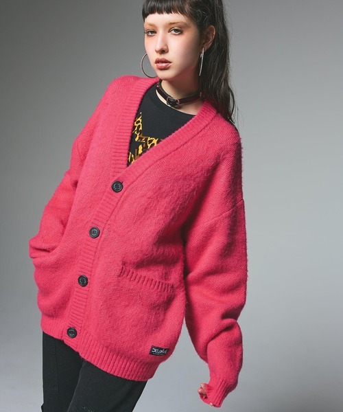 X-girl（エックスガール）の「FACE JACQUARD KNIT CARDIGAN（カーディガン/ボレロ・レディース・ブラック/ピンク/ブラウン・ONE SIZE）」の22枚目の写真
