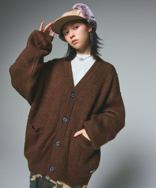 x-girl フェイス カーディガン X-girl（エックスガール） カーディガン FACE JACQUARD KNIT CARDIGAN