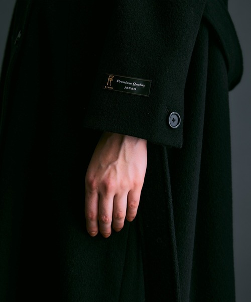NOISE MAKER(ノイズメーカー)の「ハイブリッドウールビーバースタンドカラーロングコート【MADE IN JAPAN】(その他アウター・レディース・ブラック・38/36)」の4枚目の写真