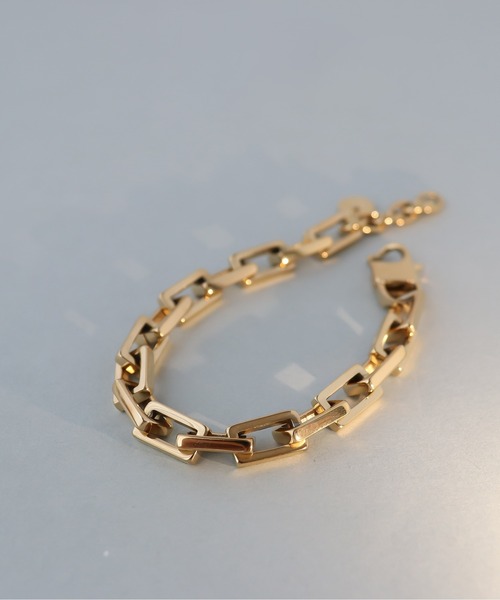 ieLS（イエルズ）の「金属アレルギー対応「ieLS」ステンレス　スクエアチェーンブレスレット（ブレスレット・メンズ・シルバー/ゴールド・ONE SIZE）」の3枚目の写真