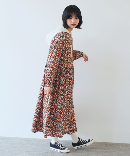 bulle de savon(ビュルデサボン)の「コスモスプリント ワンピース(ワンピース・レディース・ブルー/オレンジ・FREE)」の17枚目の写真