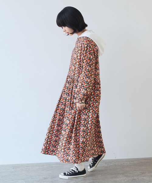 bulle de savon(ビュルデサボン)の「コスモスプリント ワンピース(ワンピース・レディース・ブルー/オレンジ・FREE)」の19枚目の写真