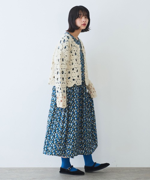 bulle de savon(ビュルデサボン)の「コスモスプリント ワンピース(ワンピース・レディース・ブルー/オレンジ・FREE)」の13枚目の写真