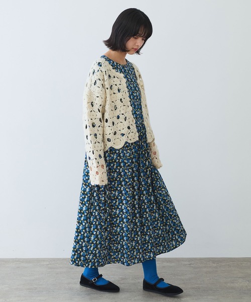 bulle de savon(ビュルデサボン)の「コスモスプリント ワンピース(ワンピース・レディース・ブルー/オレンジ・FREE)」の12枚目の写真