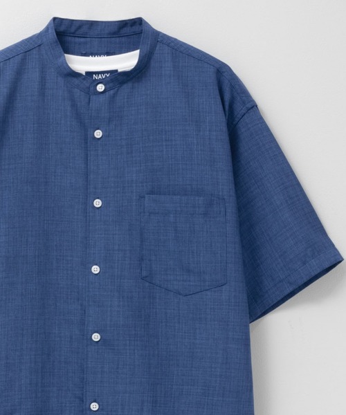 NAVY(ネイビー)の「NAVY リネンライクシャツ アンサンブル(シャツ/ブラウス・メンズ・ネイビー/サックスブルー/スミクロ/グレイッシュベージュ・XL/L/M/S)」の3枚目の写真