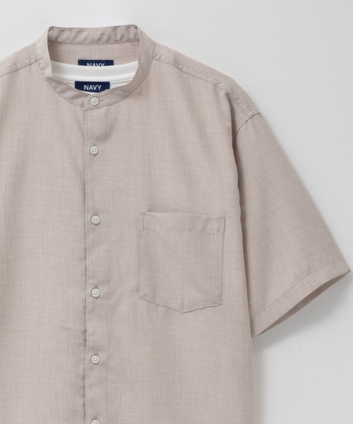 NAVY(ネイビー)の「NAVY リネンライクシャツ アンサンブル(シャツ/ブラウス・メンズ・ネイビー/サックスブルー/スミクロ/グレイッシュベージュ・XL/L/M/S)」の2枚目の写真