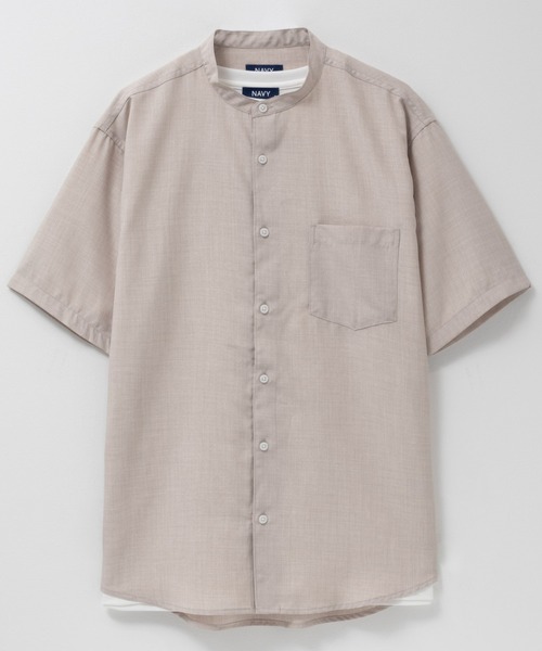 NAVY(ネイビー)の「NAVY リネンライクシャツ アンサンブル(シャツ/ブラウス・メンズ・ネイビー/サックスブルー/スミクロ/グレイッシュベージュ・XL/L/M/S)」の7枚目の写真