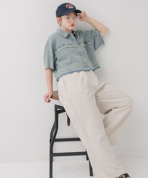 RETRO GIRL(レトロガール)の「フリンジデニムSH(シャツ/ブラウス・レディース・ブラック/ブルー・FREE)」の5枚目の写真