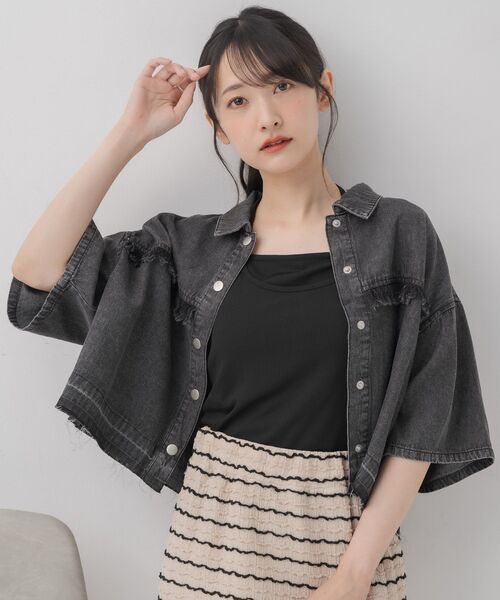 RETRO GIRL(レトロガール)の「フリンジデニムSH(シャツ/ブラウス・レディース・ブラック/ブルー・FREE)」の18枚目の写真