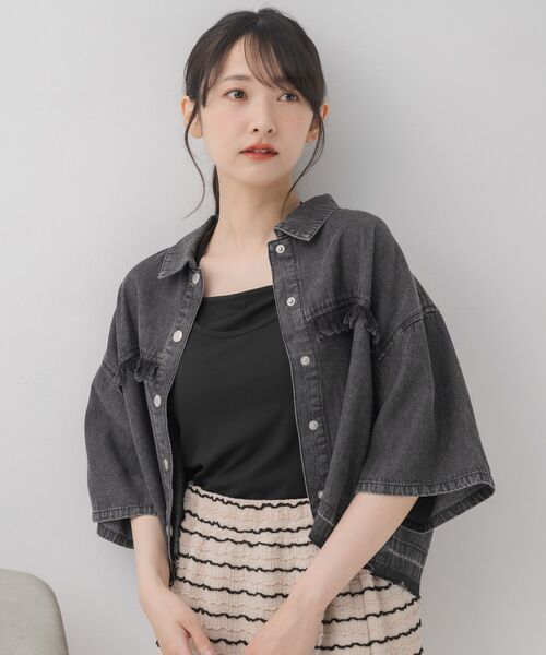 RETRO GIRL(レトロガール)の「フリンジデニムSH(シャツ/ブラウス・レディース・ブラック/ブルー・FREE)」の4枚目の写真