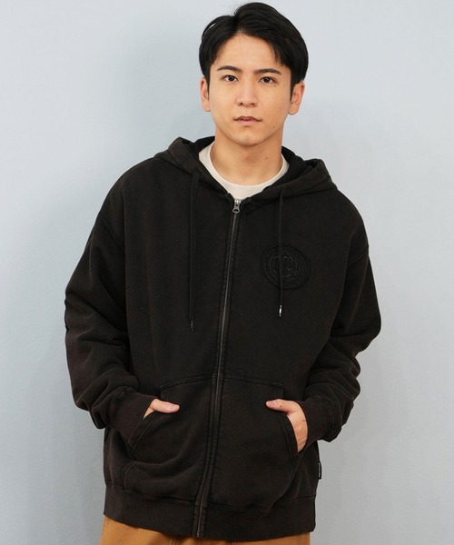 ブラックフルジップパーカー CLEL パーカー 「CLEL」Heavy Weight Logo Embroidered Full-Zip