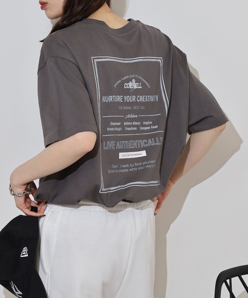 myke(ミーカ)の「myke 英字ロゴプリントビッグシルエットTシャツ(Tシャツ/カットソー・レディース・ホワイト/ブルー/オフホワイト/チャコール・M)」の3枚目の写真
