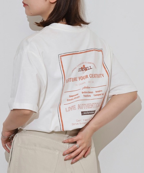 myke(ミーカ)の「myke 英字ロゴプリントビッグシルエットTシャツ(Tシャツ/カットソー・レディース・ホワイト/ブルー/オフホワイト/チャコール・M)」の21枚目の写真