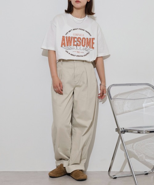myke(ミーカ)の「myke 英字ロゴプリントビッグシルエットTシャツ(Tシャツ/カットソー・レディース・ホワイト/ブルー/オフホワイト/チャコール・M)」の22枚目の写真