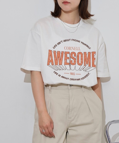 myke(ミーカ)の「myke 英字ロゴプリントビッグシルエットTシャツ(Tシャツ/カットソー・レディース・ホワイト/ブルー/オフホワイト/チャコール・M)」の18枚目の写真