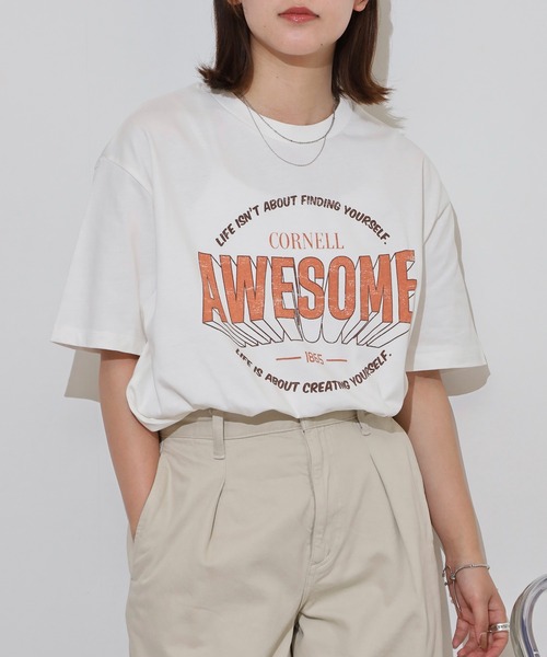 myke(ミーカ)の「myke 英字ロゴプリントビッグシルエットTシャツ(Tシャツ/カットソー・レディース・ホワイト/ブルー/オフホワイト/チャコール・M)」の19枚目の写真
