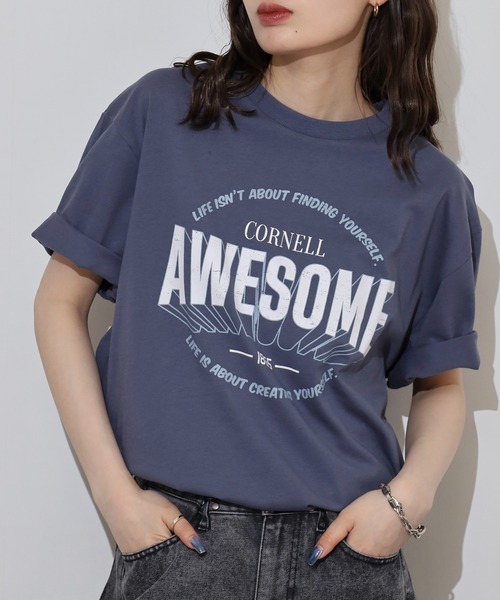 myke(ミーカ)の「myke 英字ロゴプリントビッグシルエットTシャツ(Tシャツ/カットソー・レディース・ホワイト/ブルー/オフホワイト/チャコール・M)」の5枚目の写真
