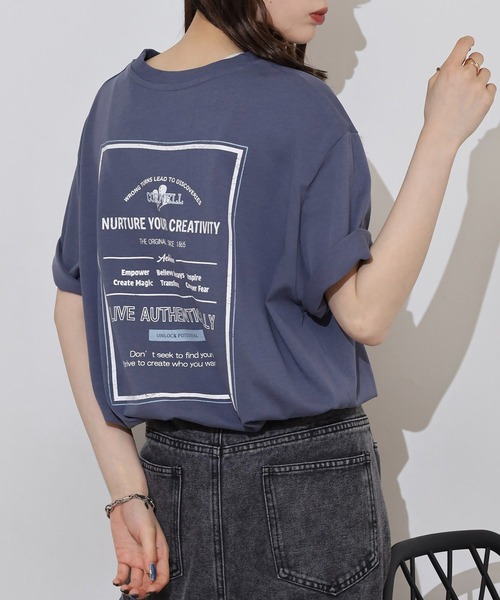 myke(ミーカ)の「myke 英字ロゴプリントビッグシルエットTシャツ(Tシャツ/カットソー・レディース・ホワイト/ブルー/オフホワイト/チャコール・M)」の7枚目の写真