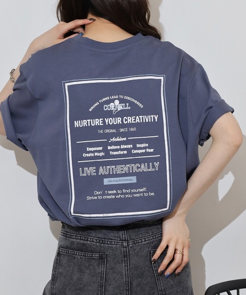 myke(ミーカ)の「myke 英字ロゴプリントビッグシルエットTシャツ(Tシャツ/カットソー・レディース・ホワイト/ブルー/オフホワイト/チャコール・M)」の8枚目の写真