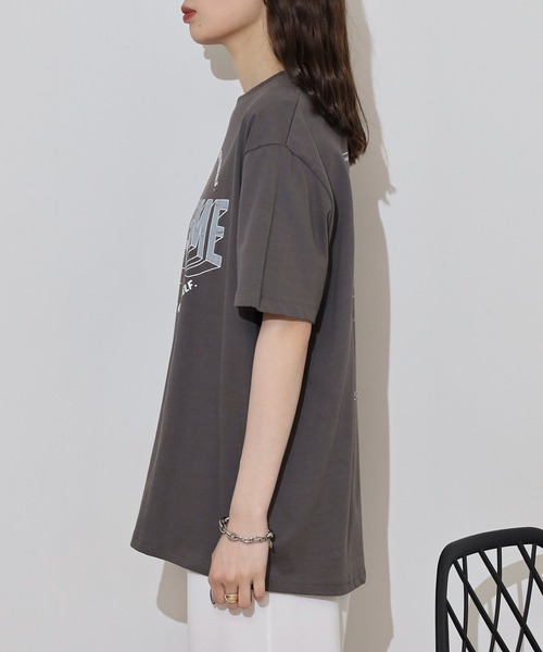 myke(ミーカ)の「myke 英字ロゴプリントビッグシルエットTシャツ(Tシャツ/カットソー・レディース・ホワイト/ブルー/オフホワイト/チャコール・M)」の12枚目の写真