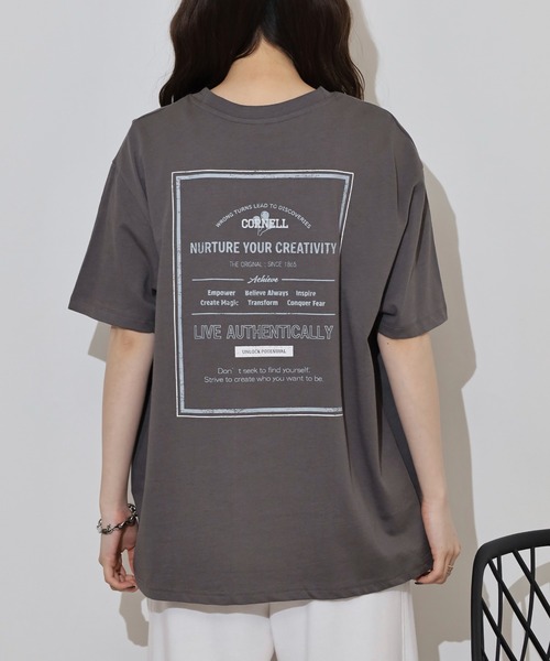 myke(ミーカ)の「myke 英字ロゴプリントビッグシルエットTシャツ(Tシャツ/カットソー・レディース・ホワイト/ブルー/オフホワイト/チャコール・M)」の13枚目の写真