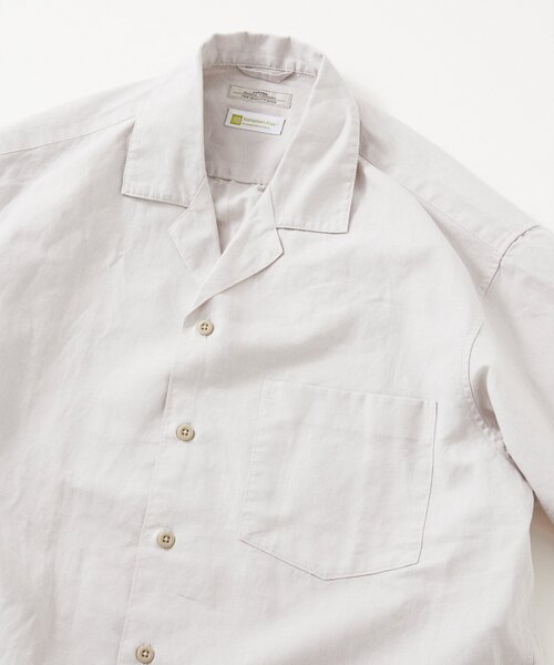 JOURNAL STANDARD relume（ジャーナルスタンダード　レリューム）の「ヨーロピアンフラックス ガーメントダイ オープンカラーシャツ（シャツ/ブラウス・メンズ・ブラックミックス/オートミール/カーキ/ブルー系その他・MEDIUM/LARGE）」の7枚目の写真