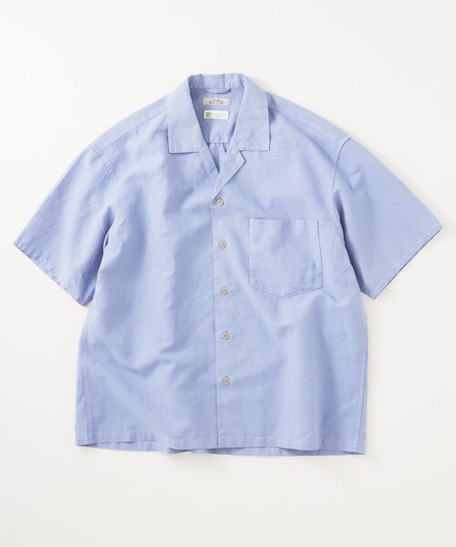 JOURNAL STANDARD relume（ジャーナルスタンダード　レリューム）の「ヨーロピアンフラックス ガーメントダイ オープンカラーシャツ（シャツ/ブラウス・メンズ・ブラックミックス/オートミール/カーキ/ブルー系その他・MEDIUM/LARGE）」の6枚目の写真