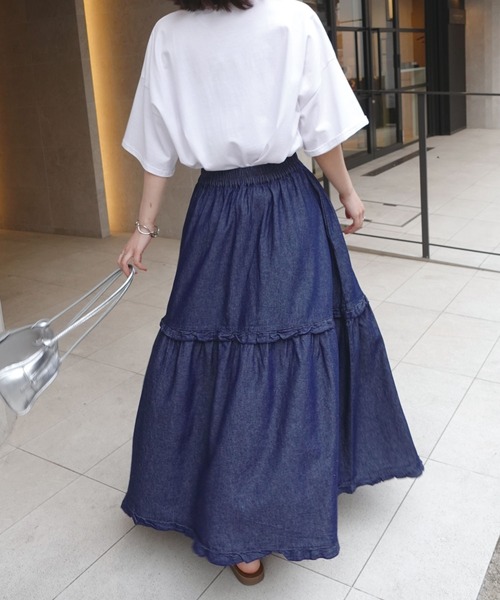 すぐ届く 大人可愛い LouisVuitton デニムフリルスカート Indigo すぐ届く 大人可愛い LouisVuitton デニムフリルスカート Indigo