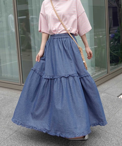 CORNERS（コーナーズ）の「デニムフリルスカート（デニムスカート・レディース・インディゴブルー/ブルー・FREE）」の11枚目の写真