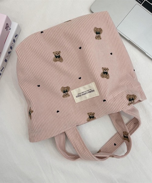VIBGYOR（ヴィブジョー）の「Mignonjour/くまコーデュロイミニトートバッグ M2582（トートバッグ・レディース・ブルー/ピンク/ホワイト/ベージュ・FREE）」の8枚目の写真