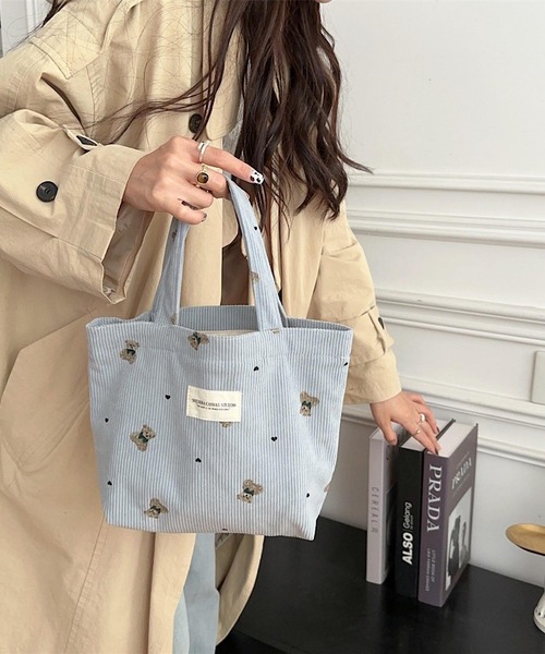 VIBGYOR（ヴィブジョー）の「Mignonjour/くまコーデュロイミニトートバッグ M2582（トートバッグ・レディース・ブルー/ピンク/ホワイト/ベージュ・FREE）」の12枚目の写真