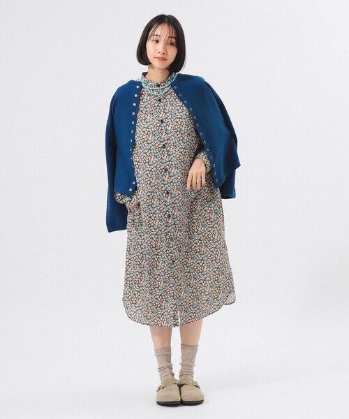 BEAMS BOY リバティ スタンドカラー ワンピース ロングスリーブ リバティ スタンドカラー ロングスリーブ ワンピース