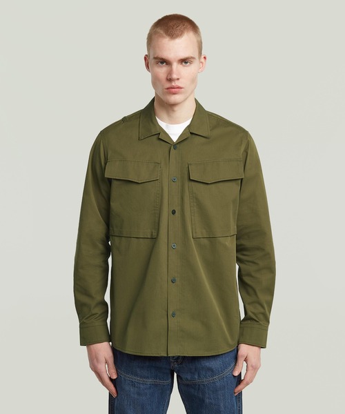 G-STAR(ジースター)の「CARGO POCKET REGULAR SHIRT/ミリタリーディテールカーゴポケットレギュラーシャツ(シャツ/ブラウス・メンズ・ダークオリーブ/ダークブルー・X-LARGE/LARGE/MEDIUM/SMALL)」の1枚目の写真
