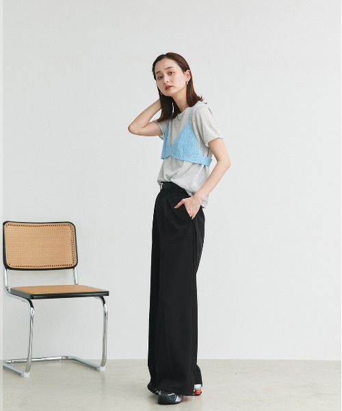 ad thie(アドティエ)の「ビスチェレイヤード サマーニットセット(Tシャツ/カットソー・レディース・オートミール/イエロー/ナチュラル/ブラック/ライトブルー・FREE)」の7枚目の写真