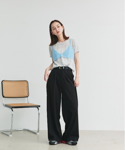 ad thie(アドティエ)の「ビスチェレイヤード サマーニットセット(Tシャツ/カットソー・レディース・オートミール/イエロー/ナチュラル/ブラック/ライトブルー・FREE)」の8枚目の写真