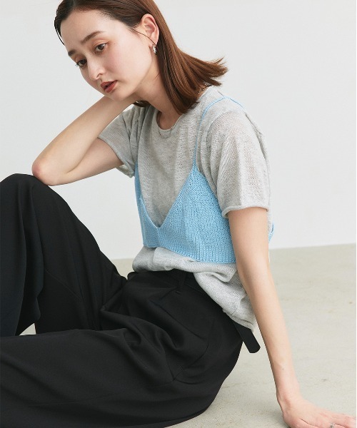 ad thie(アドティエ)の「ビスチェレイヤード サマーニットセット(Tシャツ/カットソー・レディース・オートミール/イエロー/ナチュラル/ブラック/ライトブルー・FREE)」の13枚目の写真