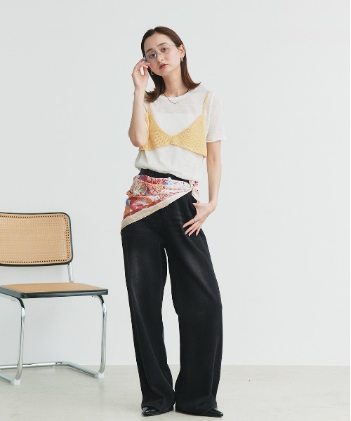ad thie(アドティエ)の「ビスチェレイヤード サマーニットセット(Tシャツ/カットソー・レディース・オートミール/イエロー/ナチュラル/ブラック/ライトブルー・FREE)」の16枚目の写真