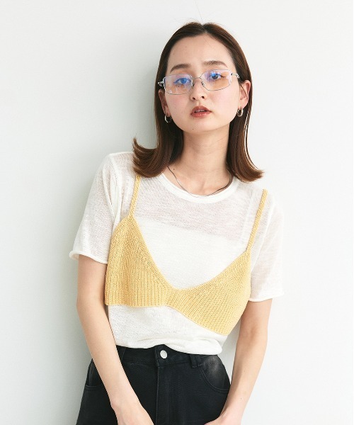 ad thie(アドティエ)の「ビスチェレイヤード サマーニットセット(Tシャツ/カットソー・レディース・オートミール/イエロー/ナチュラル/ブラック/ライトブルー・FREE)」の18枚目の写真