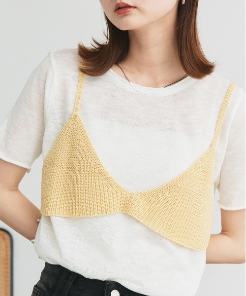 ad thie(アドティエ)の「ビスチェレイヤード サマーニットセット(Tシャツ/カットソー・レディース・オートミール/イエロー/ナチュラル/ブラック/ライトブルー・FREE)」の21枚目の写真