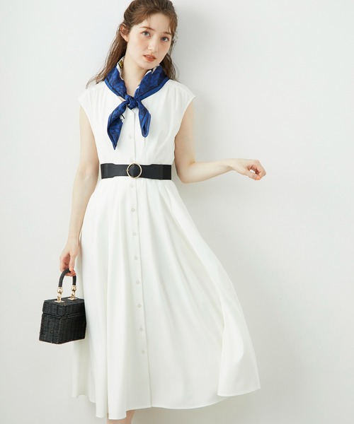 12Twelve Agenda（トゥエルブ　アジェンダ）の「Vネックウエストピンタックフレアワンピース（ワンピース・レディース・ブラック/グリーン・M）」の10枚目の写真