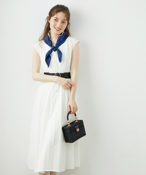 12Twelve Agenda（トゥエルブ　アジェンダ）の「Vネックウエストピンタックフレアワンピース（ワンピース・レディース・ブラック/グリーン・M）」の11枚目の写真