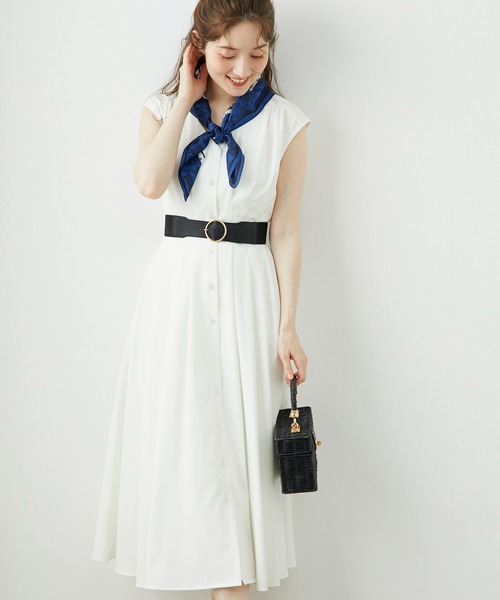 12Twelve Agenda（トゥエルブ　アジェンダ）の「Vネックウエストピンタックフレアワンピース（ワンピース・レディース・ブラック/グリーン・M）」の12枚目の写真