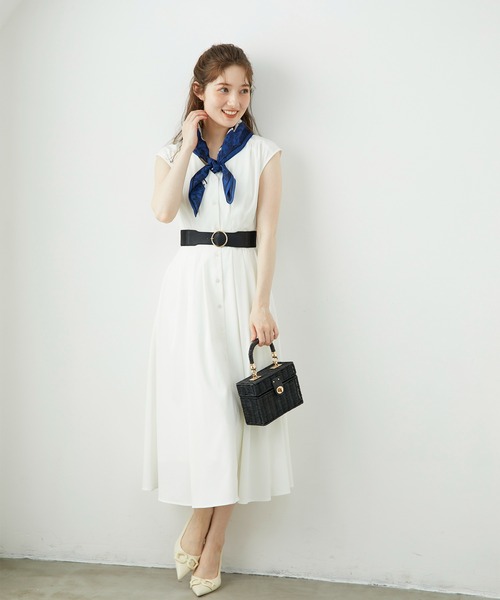 12Twelve Agenda（トゥエルブ　アジェンダ）の「Vネックウエストピンタックフレアワンピース（ワンピース・レディース・ブラック/グリーン・M）」の13枚目の写真