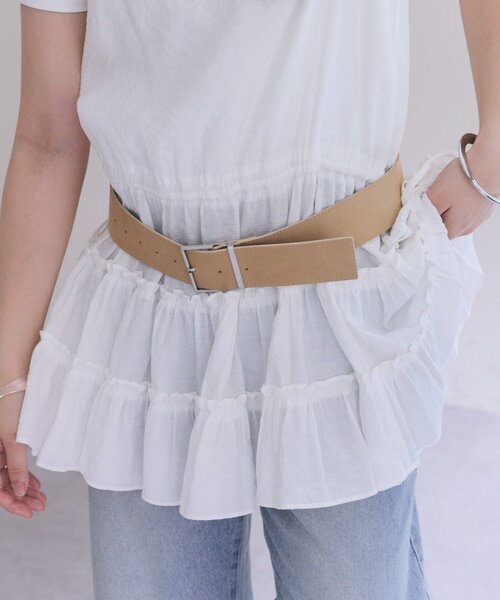 mystic（ミスティック）の「スクエアバックルワイドベルト（ベルト・レディース・ベージュ・ONE SIZE）」の7枚目の写真